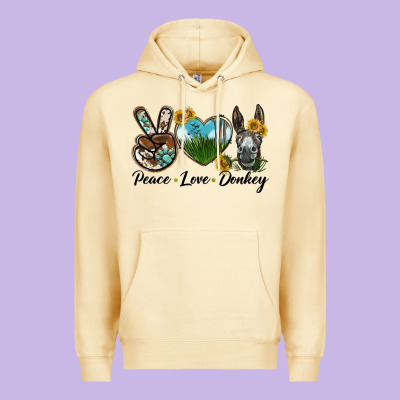 Peace Love Donkey Head Premium Hoodie Designed By Lillyallendesigns