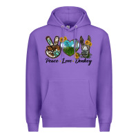 Purple Peace Love Donkey Head Premium Hoodie - LillyAllenDesigns