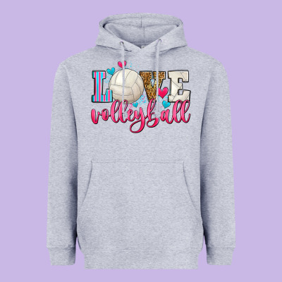 Love Volleyball Heavyweight Hoodie Designed By Zillion Design Studio