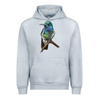 Heather Grey Ruby Throcuted Hummingbird Urban Hoodie - LillyAllenDesigns