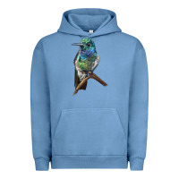 Pigment Pebble Blue Ruby Throcuted Hummingbird Urban Hoodie - LillyAllenDesigns