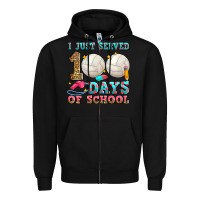 Black i just served 100 days of school volleyball Zipper Hoodie - Zillion Design Studio