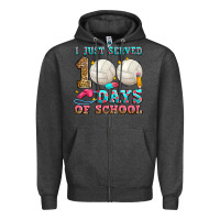 Charcoal Heather i just served 100 days of school volleyball Zipper Hoodie - Zillion Design Studio