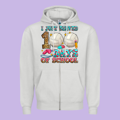 I Just Served 100 Days Of School Volleyball Zipper Hoodie Designed By Zillion Design Studio