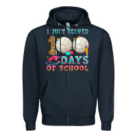 Navy i just served 100 days of school volleyball Zipper Hoodie - Zillion Design Studio