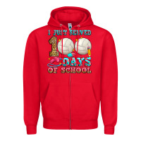 Red i just served 100 days of school volleyball Zipper Hoodie - Zillion Design Studio