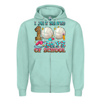 Seafoam i just served 100 days of school volleyball Zipper Hoodie - Zillion Design Studio