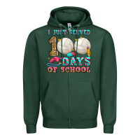 Sports Green i just served 100 days of school volleyball Zipper Hoodie - Zillion Design Studio