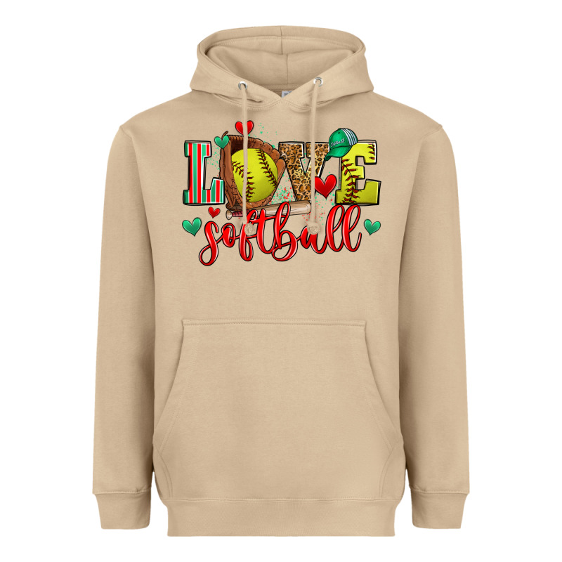 Love Softball Heavyweight Hoodie by Zillion Design Studio | Teevron