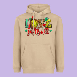 Love Softball Heavyweight Hoodie Designed By Zillion Design Studio
