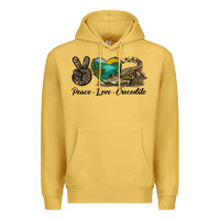 Antique Gold Peace Love Crocodile Premium Hoodie - LillyAllenDesigns