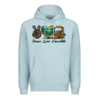 Blue Mist Peace Love Crocodile Premium Hoodie - LillyAllenDesigns