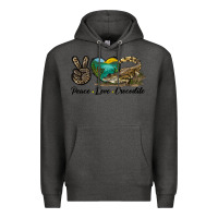 Charcoal Heather Peace Love Crocodile Premium Hoodie - LillyAllenDesigns