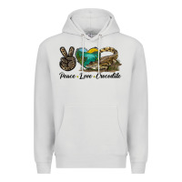 Dove Grey Peace Love Crocodile Premium Hoodie - LillyAllenDesigns
