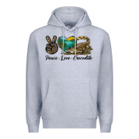 Heather Grey Peace Love Crocodile Premium Hoodie - LillyAllenDesigns