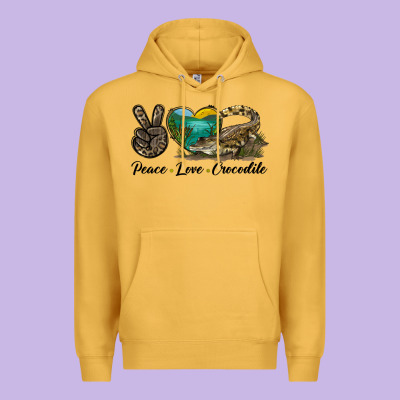 Peace Love Crocodile Premium Hoodie Designed By Lillyallendesigns