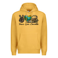 Mustard Peace Love Crocodile Premium Hoodie - LillyAllenDesigns