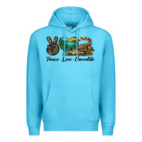 Ocean Blue Peace Love Crocodile Premium Hoodie - LillyAllenDesigns