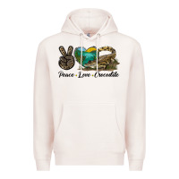 Pale Pink Peace Love Crocodile Premium Hoodie - LillyAllenDesigns