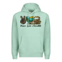 Seafoam Peace Love Crocodile Premium Hoodie - LillyAllenDesigns