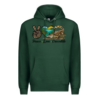 Sports Green Peace Love Crocodile Premium Hoodie - LillyAllenDesigns