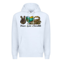 White Peace Love Crocodile Premium Hoodie - LillyAllenDesigns
