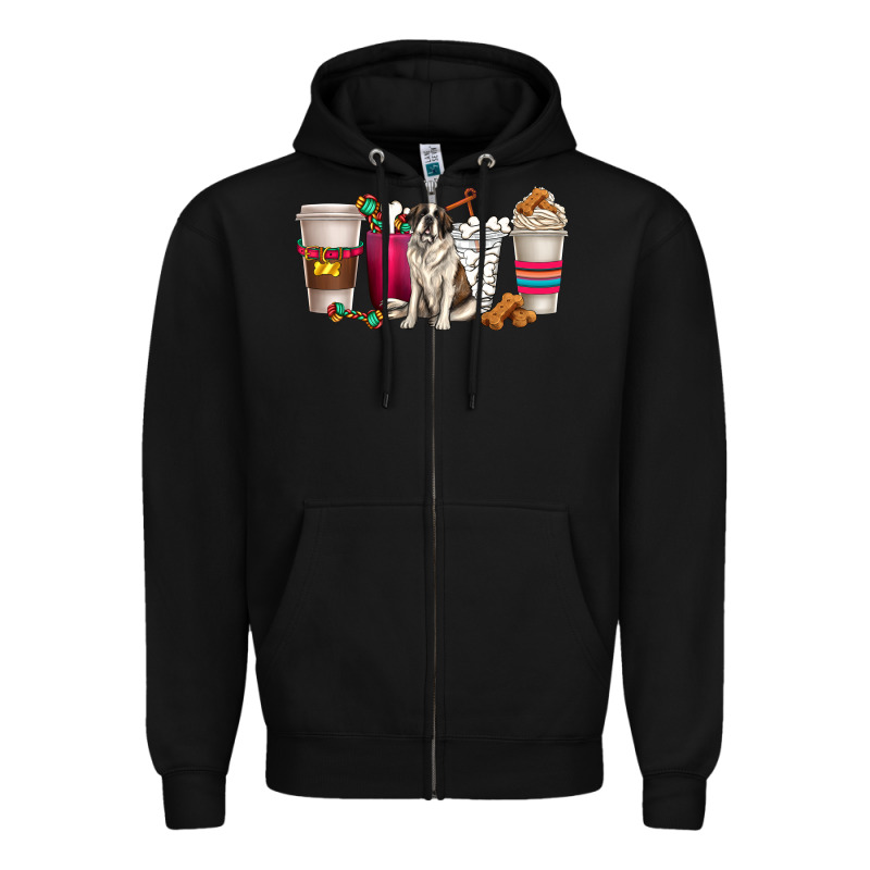 St. Bernard Dog Coffee Cups Zipper Hoodie by texasbilliewilder | Teevron