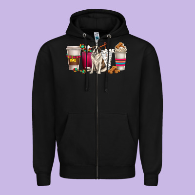Zipper Hoodie st. bernard dog coffee cups