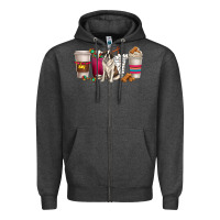 Charcoal Heather st. bernard dog coffee cups Zipper Hoodie - texasbilliewilder