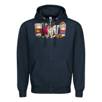 Navy st. bernard dog coffee cups Zipper Hoodie - texasbilliewilder