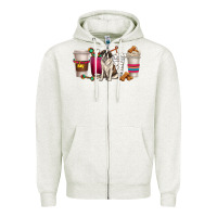 Oatmeal Heather st. bernard dog coffee cups Zipper Hoodie - texasbilliewilder