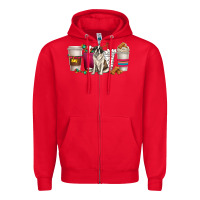 Red st. bernard dog coffee cups Zipper Hoodie - texasbilliewilder
