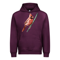 Mauve Wine Northern Cardinal Bird Urban Hoodie - LillyAllenDesigns