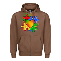 Chestnut autism puzzle pieces heart Zipper Hoodie - Zillion Design Studio