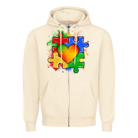 Sandshell autism puzzle pieces heart Zipper Hoodie - Zillion Design Studio