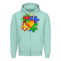 Seafoam autism puzzle pieces heart Zipper Hoodie - Zillion Design Studio
