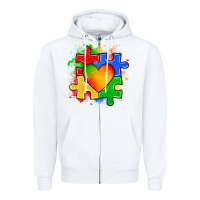 White autism puzzle pieces heart Zipper Hoodie - Zillion Design Studio