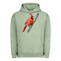 Pigment Oil Green Northern Cardinal Bird Urban Hoodie - LillyAllenDesigns