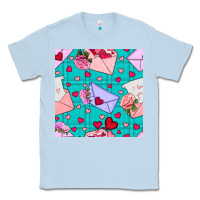 Dusty Blue valentines day love letter and envelope Classic Tee - BundleAndBundleShop