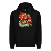 Black welcome gnome ladybug Premium Hoodie - BarkalooDesign