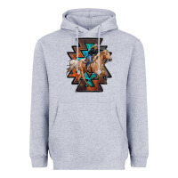 Heather Grey cowgirl with aztec Heavyweight Hoodie - RanaPortraitStore