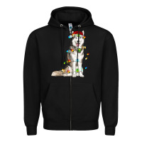 Black Husky Christmas Lights Zipper Hoodie - RanaPortraitStore