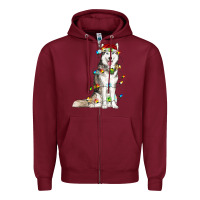 Husky Christmas Lights Zipper Hoodie | Teevron