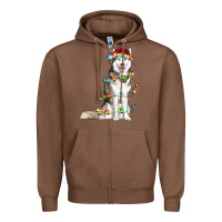 Chestnut Husky Christmas Lights Zipper Hoodie - RanaPortraitStore