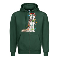 Sports Green Husky Christmas Lights Zipper Hoodie - RanaPortraitStore
