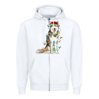 White Husky Christmas Lights Zipper Hoodie - RanaPortraitStore