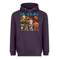 Plum life is better on the farm Heavyweight Hoodie - Zillion Design Studio
