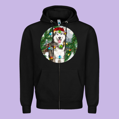 Zipper Hoodie husky and farm ornament