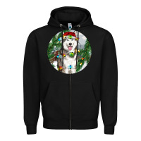 Black husky and farm ornament Zipper Hoodie - RanaPortraitStore