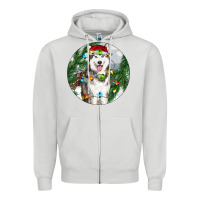 Dove Grey husky and farm ornament Zipper Hoodie - RanaPortraitStore